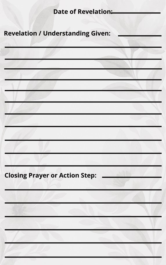 Blank form with lines for date, text, and action steps on a white background. Unfolding Truth: A Scripture Reflection Journal – Christian devotional notebook to grow spiritually, reflect deeply, and walk daily in God’s Word by ReBirth Living