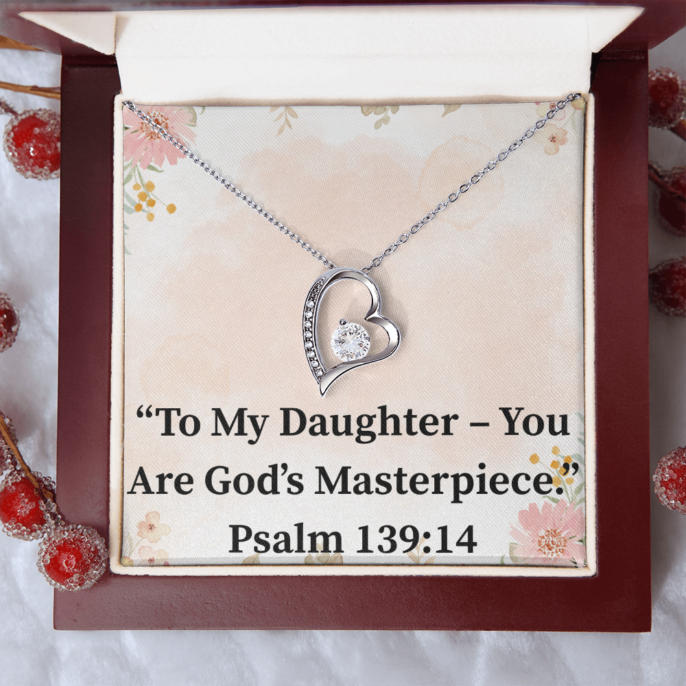 To My Daughter – You Are God’s Masterpiece forever love necklace – Psalm 139:14 KJV Christian jewelry gift for daughters by ReBirth Living