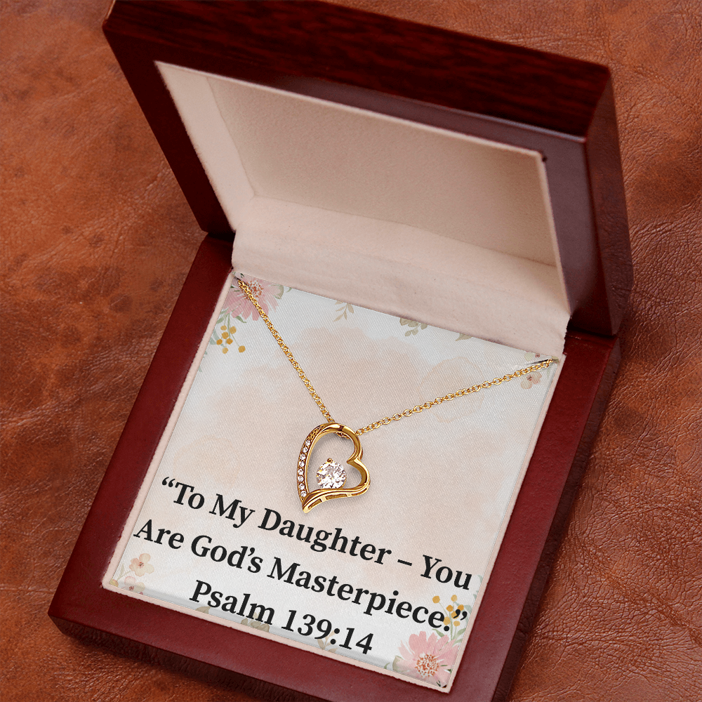 To My Daughter – You Are God’s Masterpiece forever love necklace – Psalm 139:14 KJV Christian jewelry gift for daughters by ReBirth Living