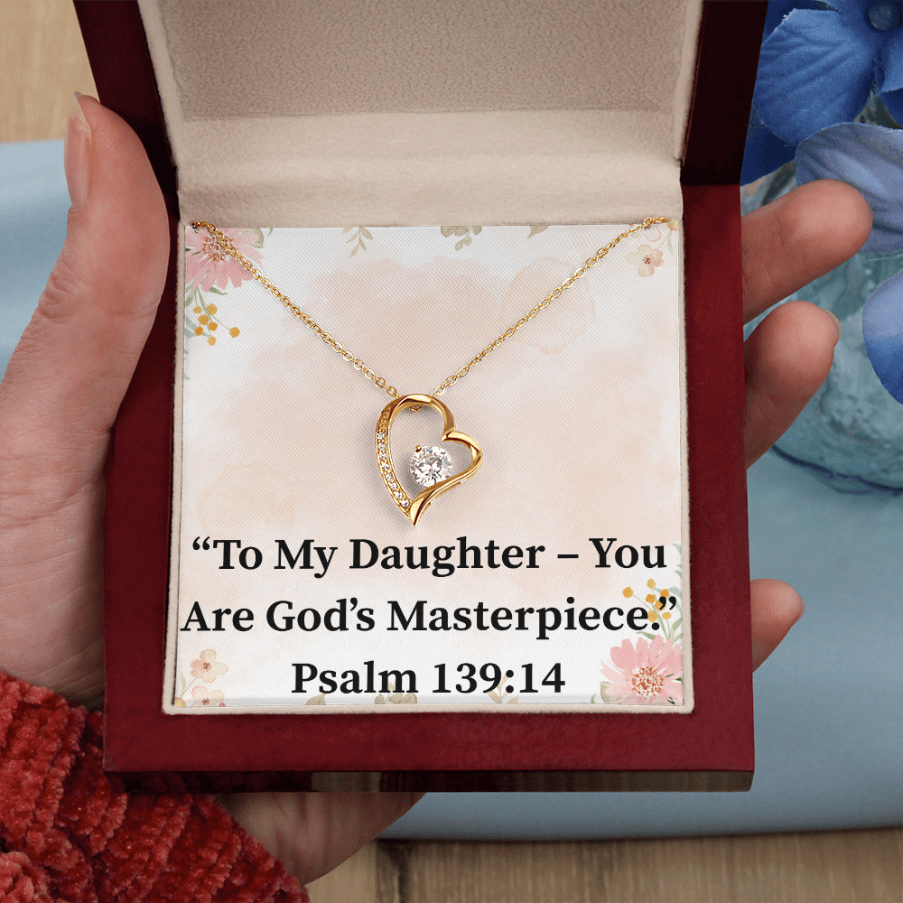 To My Daughter – You Are God’s Masterpiece forever love necklace – Psalm 139:14 KJV Christian jewelry gift for daughters by ReBirth Living