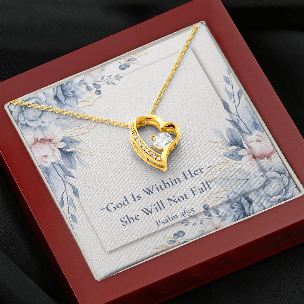 God Is Within Her – She Will Not Fall | Forever Love Necklace – Psalm 46:5