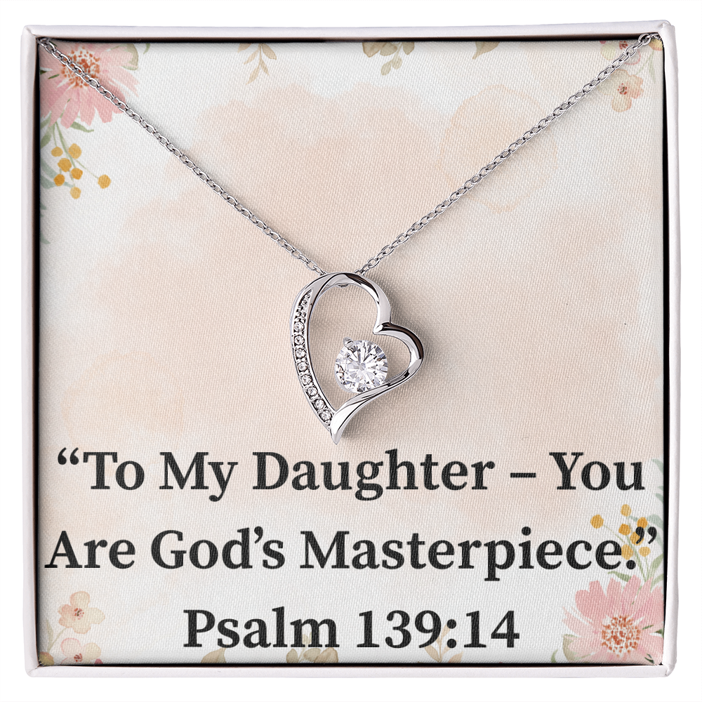 To My Daughter – You Are God’s Masterpiece forever love necklace – Psalm 139:14 KJV Christian jewelry gift for daughters by ReBirth Living