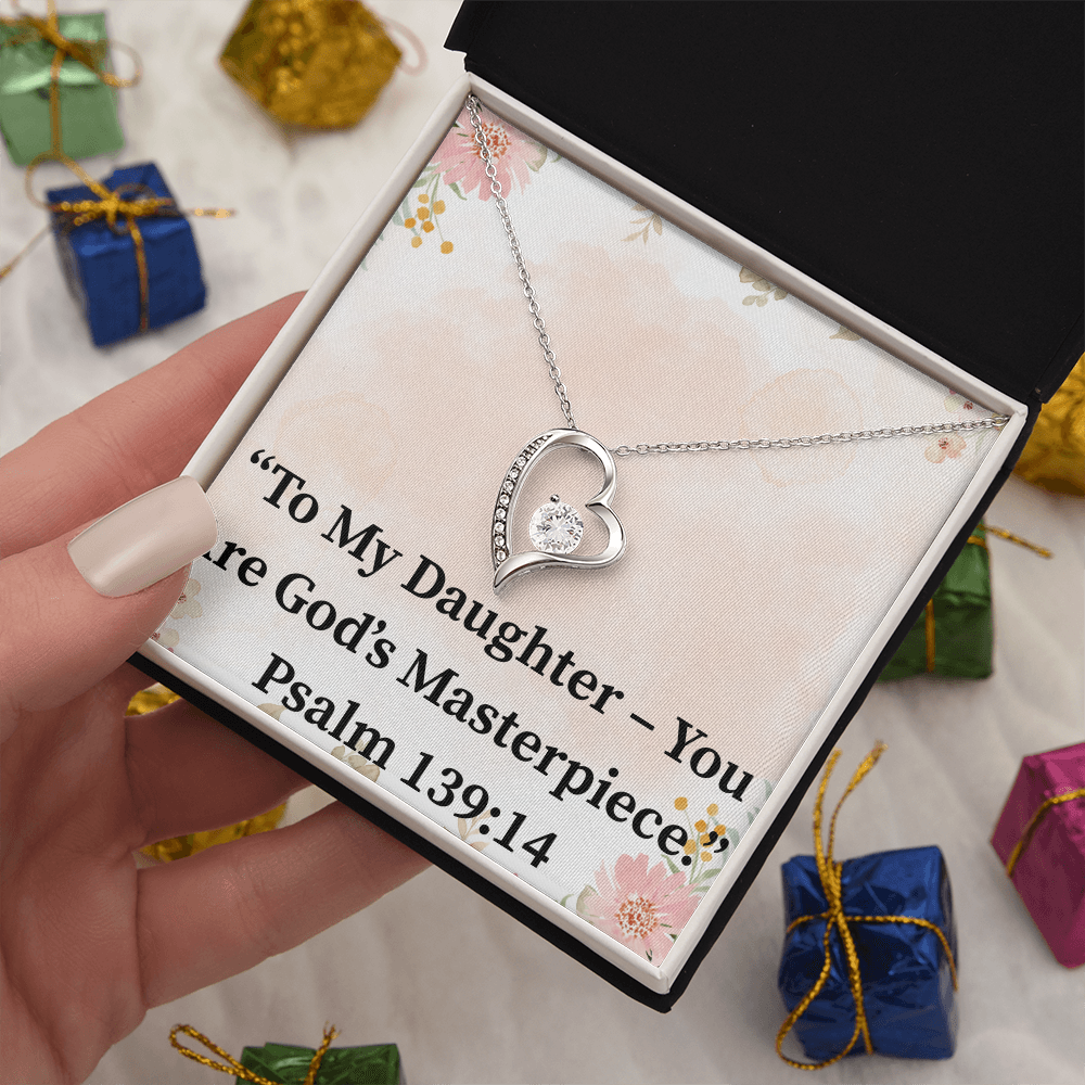 To My Daughter – You Are God’s Masterpiece forever love necklace – Psalm 139:14 KJV Christian jewelry gift for daughters by ReBirth Living