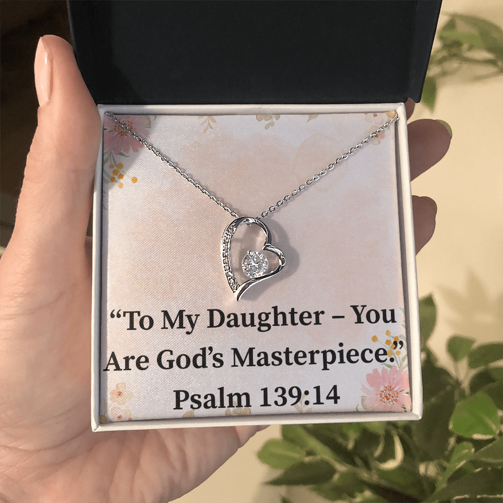 To My Daughter – You Are God’s Masterpiece forever love necklace – Psalm 139:14 KJV Christian jewelry gift for daughters by ReBirth Living