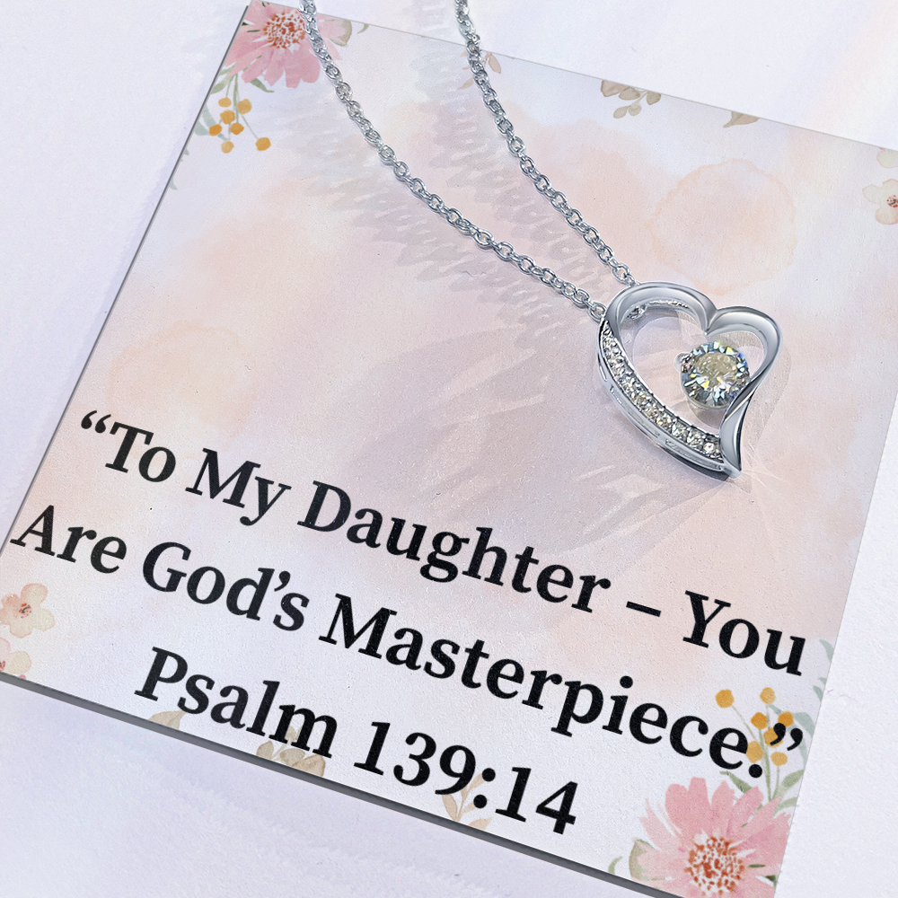 To My Daughter – You Are God’s Masterpiece forever love necklace – Psalm 139:14 KJV Christian jewelry gift for daughters by ReBirth Living