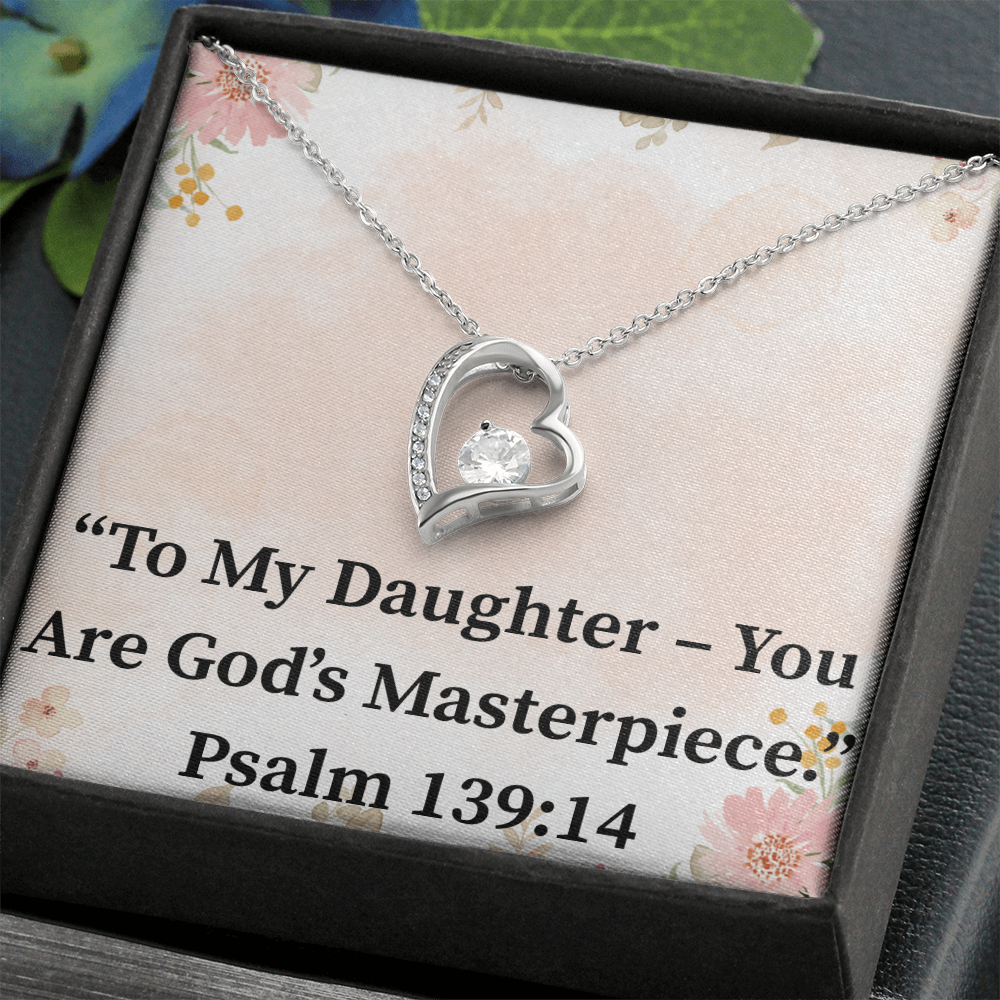 To My Daughter – You Are God’s Masterpiece forever love necklace – Psalm 139:14 KJV Christian jewelry gift for daughters by ReBirth Living