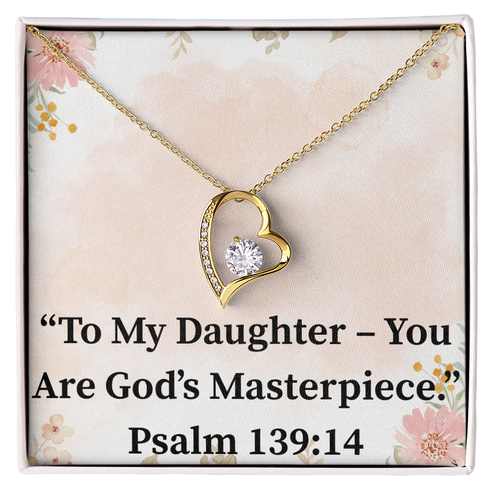 To My Daughter – You Are God’s Masterpiece forever love necklace – Psalm 139:14 KJV Christian jewelry gift for daughters by ReBirth Living