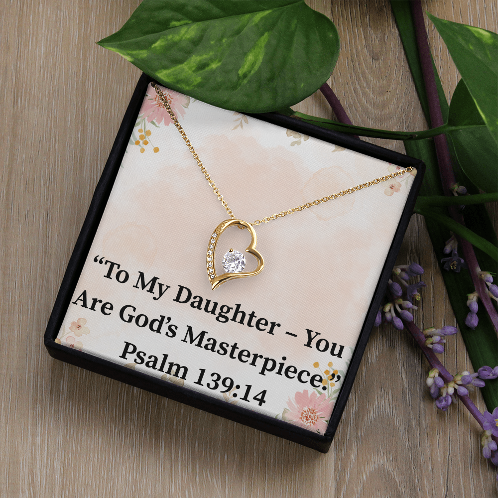 To My Daughter – You Are God’s Masterpiece forever love necklace – Psalm 139:14 KJV Christian jewelry gift for daughters by ReBirth Living