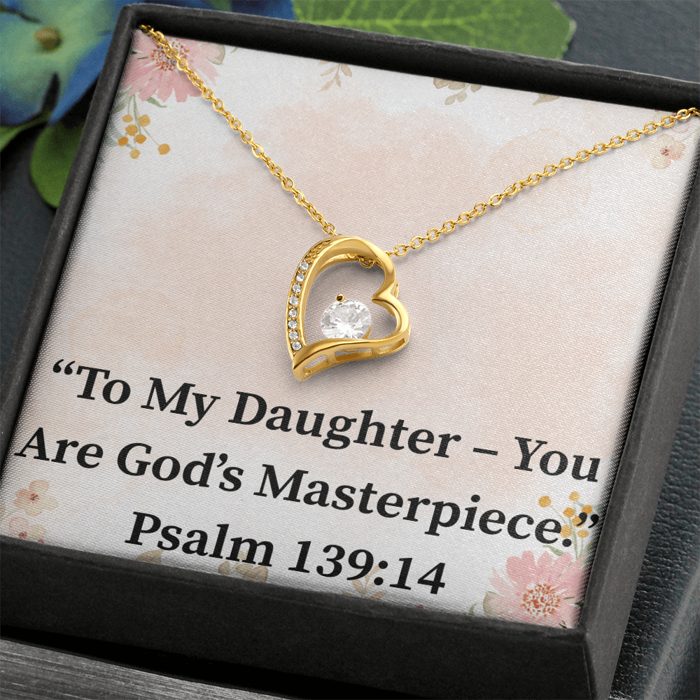 To My Daughter – You Are God’s Masterpiece forever love necklace – Psalm 139:14 KJV Christian jewelry gift for daughters by ReBirth Living