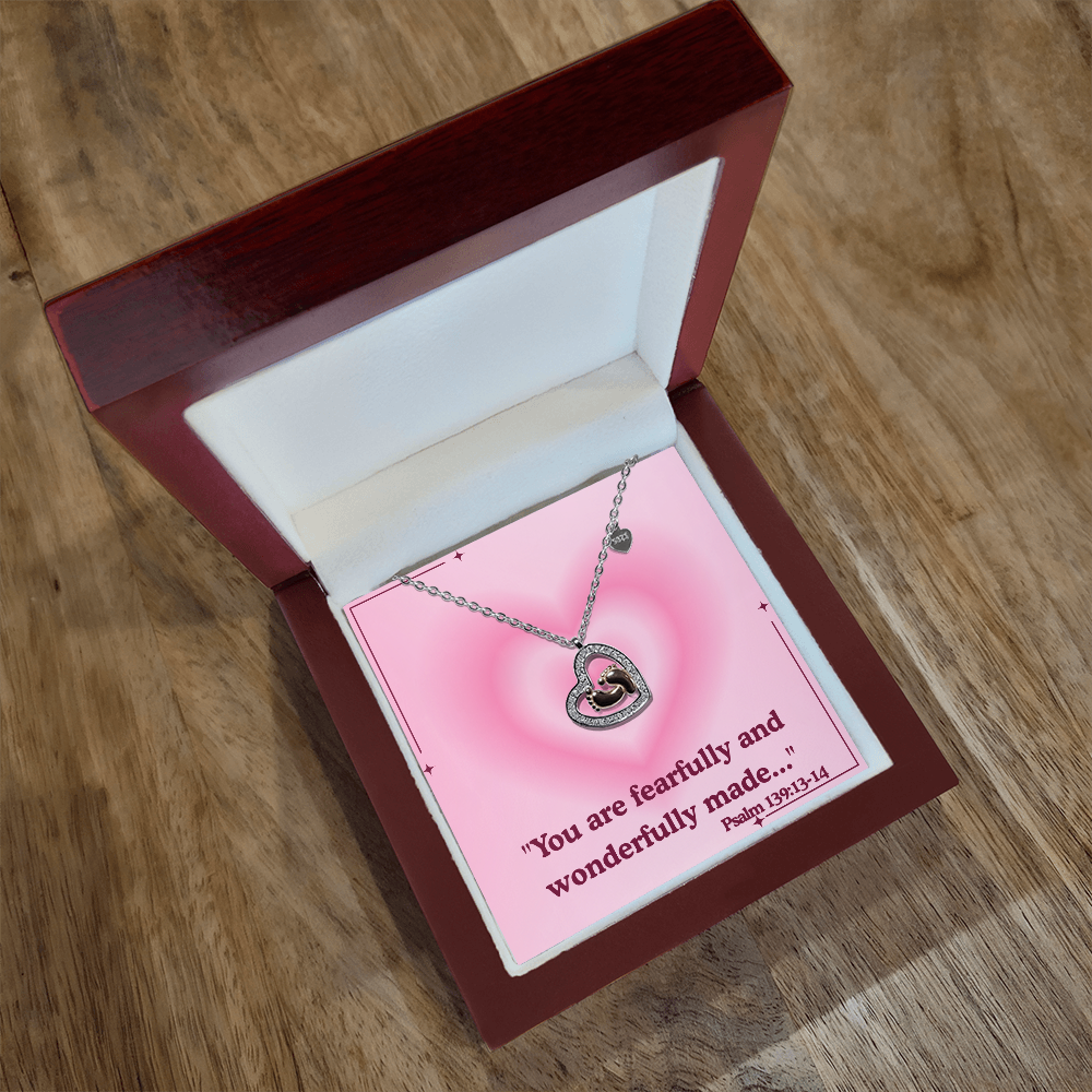 To My Precious One baby feet heart necklace – Psalm 139:13–14 KJV Christian jewelry gift for mothers and daughters by ReBirth Living