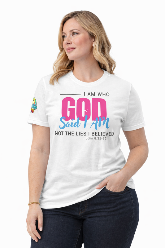 I AM Who God Says I AM – Christian Performance Under ArmourⓇ athletic t-shirt (White, Unisex)