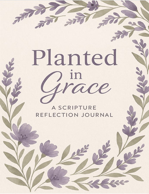 Floral design cover of Planted in Grace: A Scripture Reflection Journal – Christian devotional notebook to grow in faith, truth, and prayer by ReBirth Living