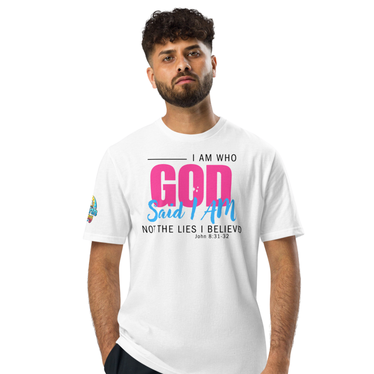 I AM Who God Says I AM – Christian Performance Under ArmourⓇ athletic t-shirt (White, Unisex)
