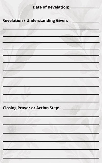 Blank form with lines for date, text, and action steps on a white background. Unfolding Truth: A Scripture Reflection Journal – Christian devotional notebook to grow spiritually, reflect deeply, and walk daily in God’s Word by ReBirth Living