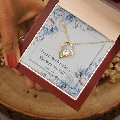 God Is Within Her – She Will Not Fall | Forever Love Necklace – Psalm 46:5