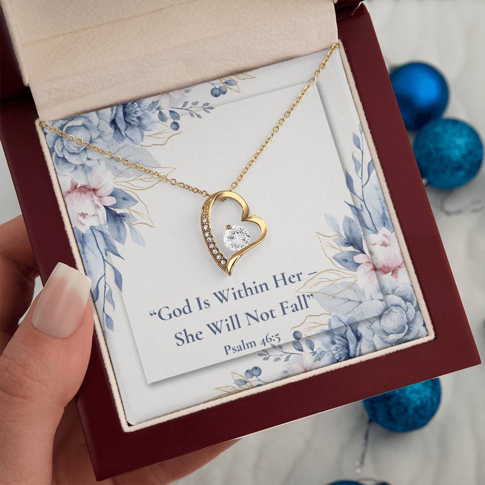 God Is Within Her – She Will Not Fall | Forever Love Necklace – Psalm 46:5