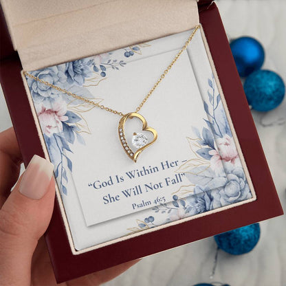 God Is Within Her – She Will Not Fall | Forever Love Necklace – Psalm 46:5