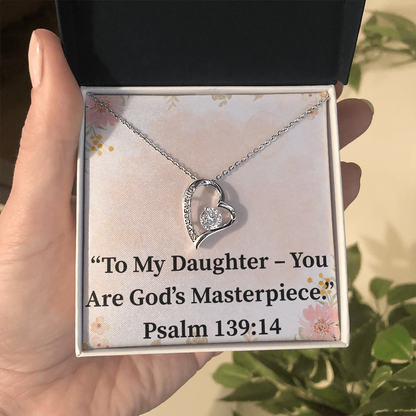 To My Daughter – You Are God’s Masterpiece forever love necklace – Psalm 139:14 KJV Christian jewelry gift for daughters by ReBirth Living