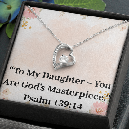 To My Daughter – You Are God’s Masterpiece forever love necklace – Psalm 139:14 KJV Christian jewelry gift for daughters by ReBirth Living