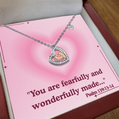 To My Precious One baby feet heart necklace – Psalm 139:13–14 KJV Christian jewelry gift for mothers and daughters by ReBirth Living