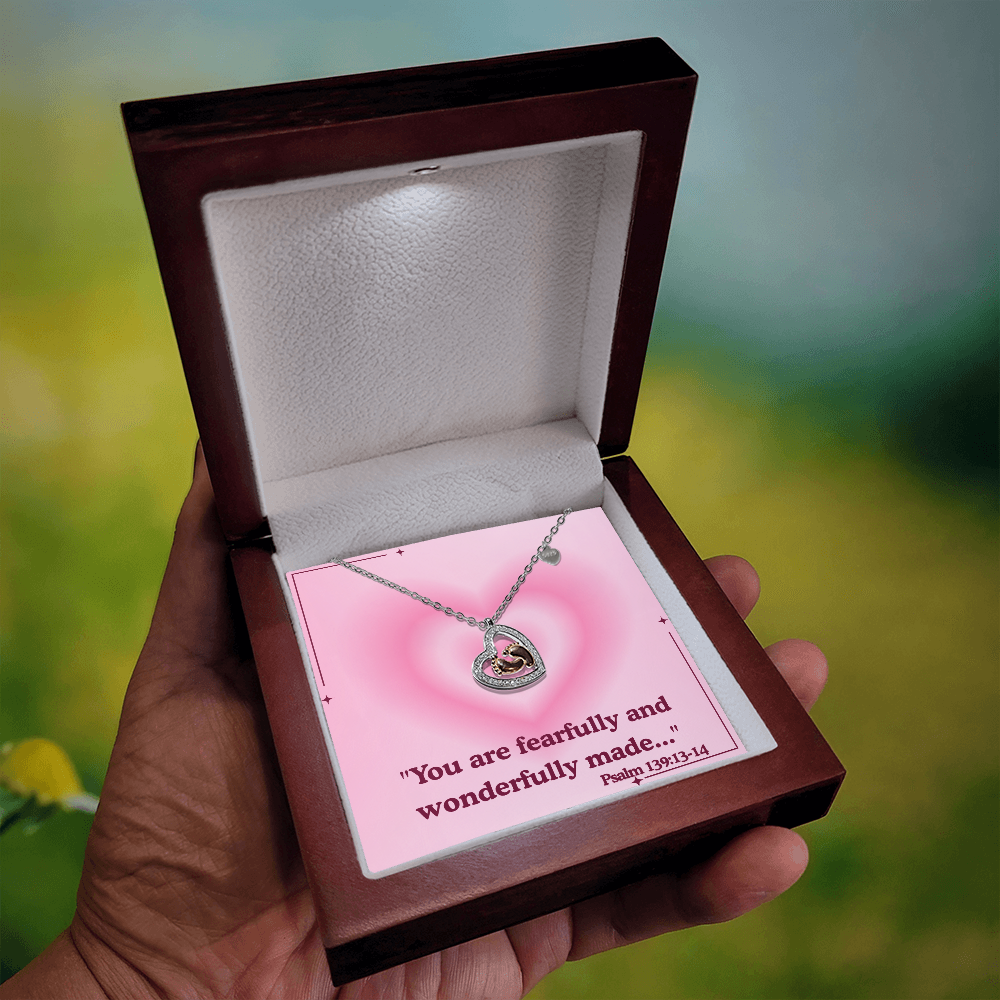 To My Precious One baby feet heart necklace – Psalm 139:13–14 KJV Christian jewelry gift for mothers and daughters by ReBirth Living